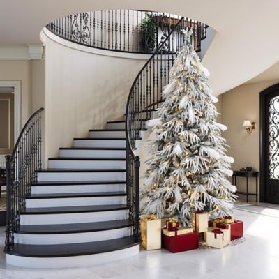 Image showing 7.5 ft. Pre-Lit Flocked Slender Artificial Christmas Tree