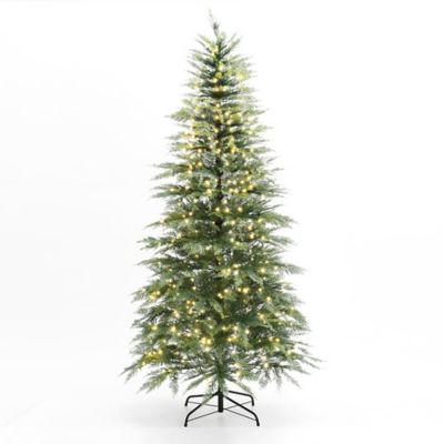 LuxenHome 7 ft. Pre-Lit Green Cypress Artificial Christmas Tree