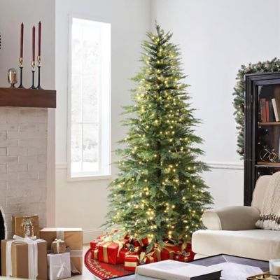 Image showing  7 ft. Pre-Lit Green Cypress Artificial Christmas Tree