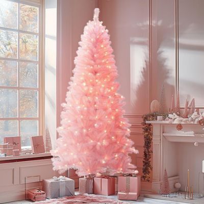 Image showing 6.5 ft. Pre-Lit Pink Full Artificial Christmas Tree