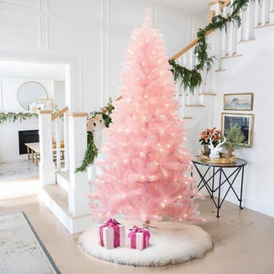 Image showing 6.5 ft. Pre-Lit Pink Full Artificial Christmas Tree