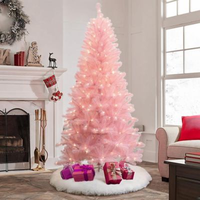 Image showing 6.5 ft. Pre-Lit Pink Full Artificial Christmas Tree