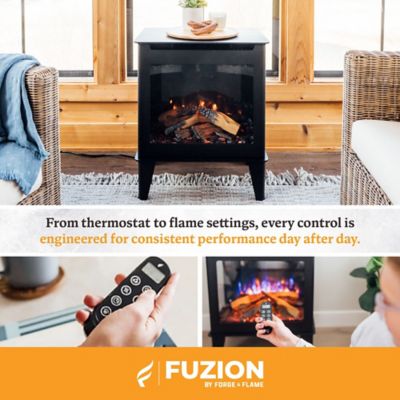 Image showing 5 th Forge & Flame 21 in. 5,000 BTU Electric Stove with Heater, 500 sq. ft.