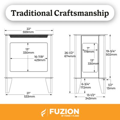 Image showing 8 th Forge & Flame 21 in. 5,000 BTU Electric Stove with Heater, 500 sq. ft.