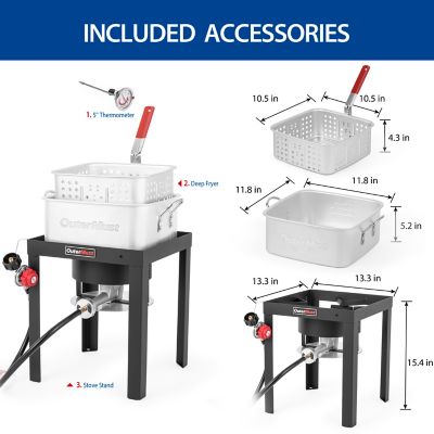 Image showing 5 th OuterMust 12 qt. Fish and Wing Deep Fryer Kit with Single Basket
