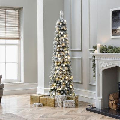 Image showing 6 ft. Pre-Lit Flocked Pencil Artificial Christmas Tree