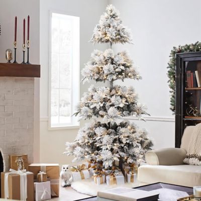 Image showing  7.5 ft. Pre-Lit Flocked Slender Artificial Pine Christmas Tree
