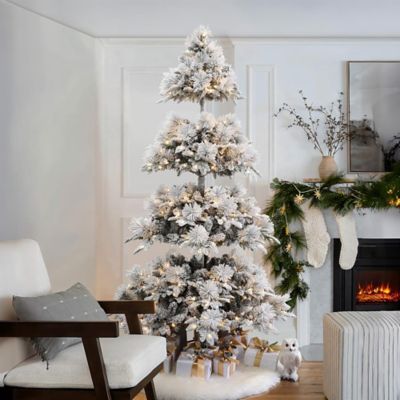 Image showing  7.5 ft. Pre-Lit Flocked Slender Artificial Pine Christmas Tree