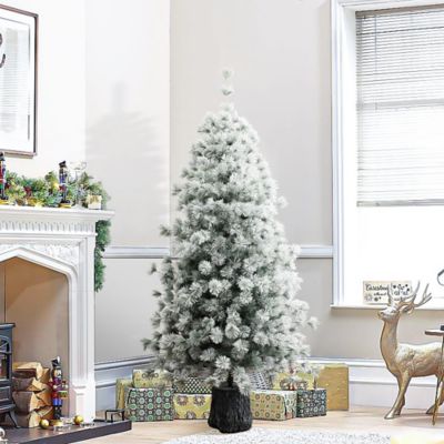 Image showing 5.5 ft. Flocked Full Artificial Christmas Tree Potted