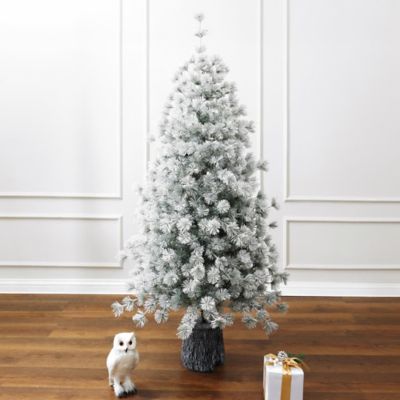 Image showing 5.5 ft. Flocked Full Artificial Christmas Tree Potted