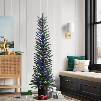Image showing  5.5 ft. Pre-Lit Green Artificial Tree with Top Hat Pot