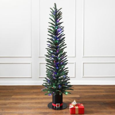 Image showing  5.5 ft. Pre-Lit Green Artificial Tree with Top Hat Pot