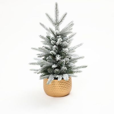 LuxenHome1.5 ft. Flocked Artificial Tree Potted