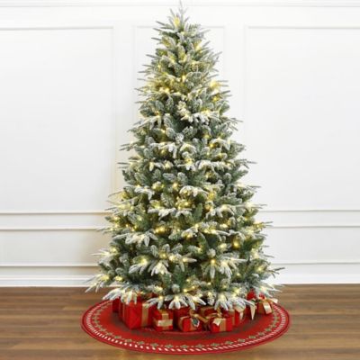 Image showing 7 ft. Pre-Lit Flocked Fraser Fir Full Artificial Christmas Tree
