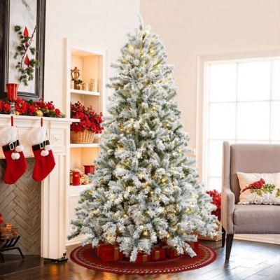 Image showing  7.5 ft. Pre-Lit Snow Flocked Full Fir Artificial Christmas Tree