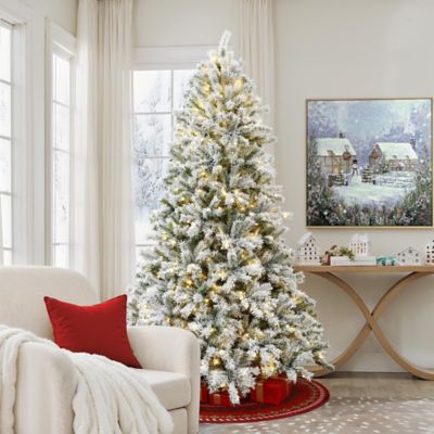 Image showing  7.5 ft. Pre-Lit Snow Flocked Full Fir Artificial Christmas Tree