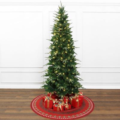 Image showing 7 ft. Pre-Lit Green Slim Artificial Christmas Tree with 8 Light Functions