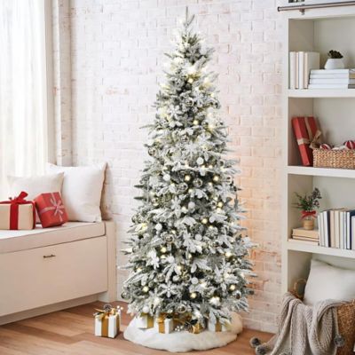 Image showing 6 ft. Pre-Lit Snow Flocked Pop-Up Artificial Christmas Tree