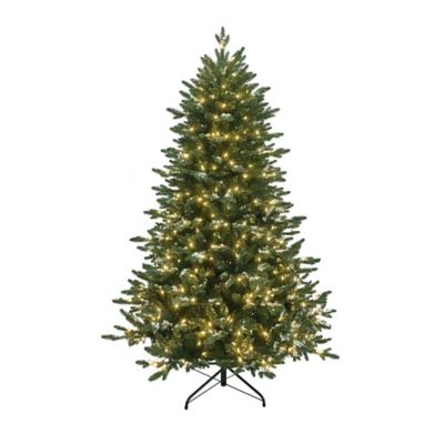 LuxenHome6 ft. Pre-Lit Green Artificial Tree with Frosted Tips