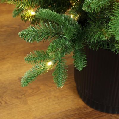 Image showing 5 th LuxenHome4.5 ft. Pre-Lit Green Full Fir Potted Artificial Christmas Tree