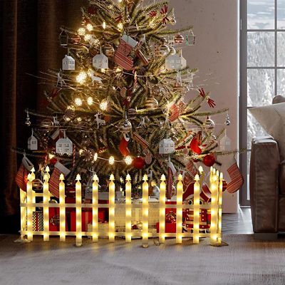 Image showing 7 th LuxenHome 8 pc. Light Show Fence Design Outdoor Holiday Decoration