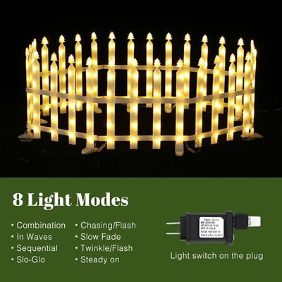 Image showing 8 th LuxenHome 8 pc. Light Show Fence Design Outdoor Holiday Decoration