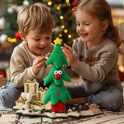 Image showing Animated Singing Green 17 in. Tall Christmas Tree Holiday Decoration, Battery Operated