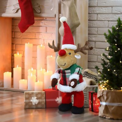 LuxenHomeAnimated Singing 16 in. Tall Moose Holiday Decoration, Battery Operated