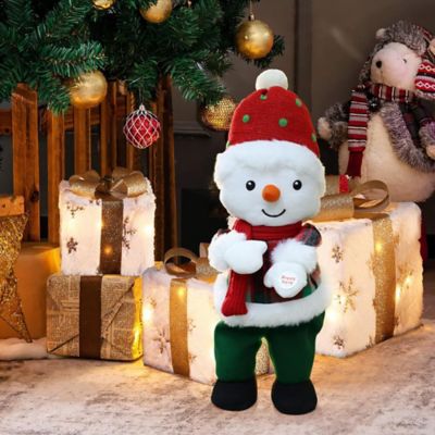 LuxenHomeAnimated Singing 16 in. Tall Snowman Holiday Decoration, Battery Operated