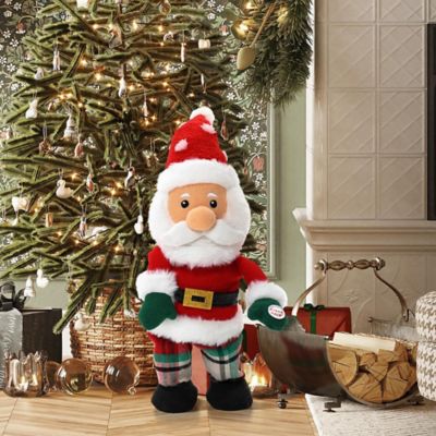 LuxenHomeAnimated Singing 16 in. Tall Santa Holiday Decoration, Battery Operated