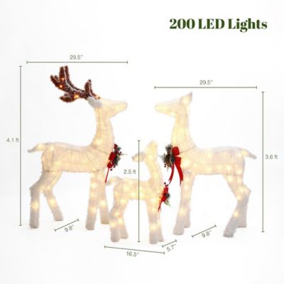Image showing 8 th LuxenHome3 pc. Frosted Reindeer Set with Lights Outdoor Holiday Decoration
