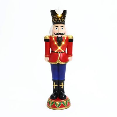 LuxenHome3 ft. Tall Traditional Nutcracker Soldier in Red with Lights