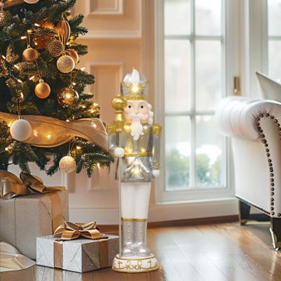 Image showing 2 ft. Tall Traditional Nutcracker King in White with Lights