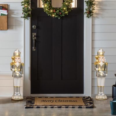 Image showing 2 ft. Tall Traditional Nutcracker King in White with Lights