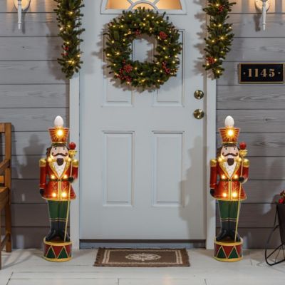 Image showing 2 ft. Tall Traditional Nutcracker King in Red with Lights