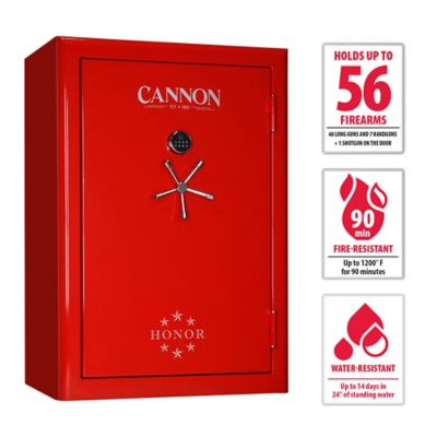 Cannon Honor Gloss Red 56 Gun (48 Plus 7 Plus 1) 90 min. Fire and Water Resistant Safe