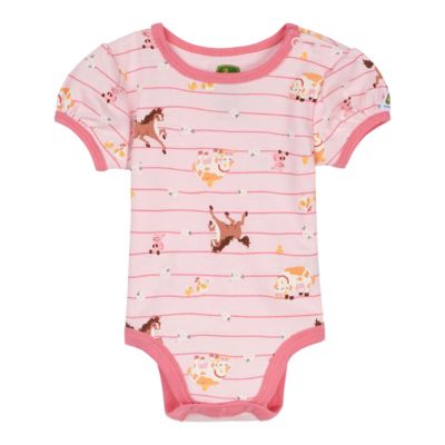 Image showing  Kid's Short Sleeve Farm Animal Stripe Shortall Set