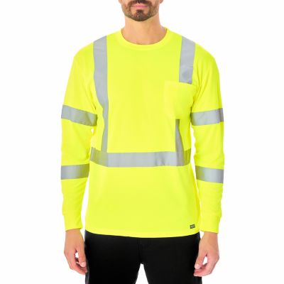 Smith's Workwear Men's Long Sleeve High-Visibility Reflective Safety Tee