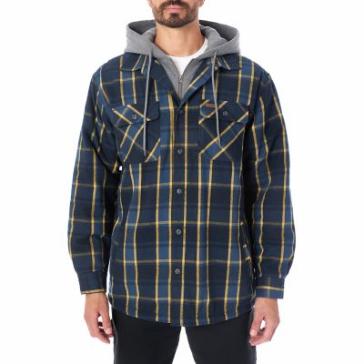 Smith's Workwear Men's Sherpa-Lined Hooded Flannel Shirt-Jacket