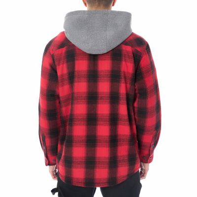 Image showing  Men's Sherpa-Lined Hooded Flannel Shirt-Jacket