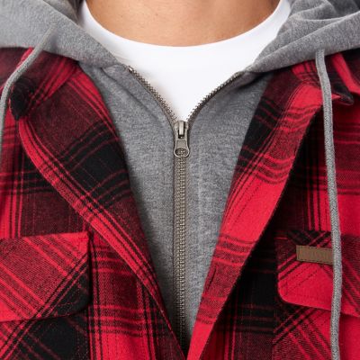 Image showing  Men's Sherpa-Lined Hooded Flannel Shirt-Jacket