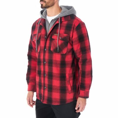 Image showing  Men's Sherpa-Lined Hooded Flannel Shirt-Jacket
