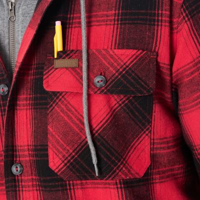 Image showing  Men's Sherpa-Lined Hooded Flannel Shirt-Jacket