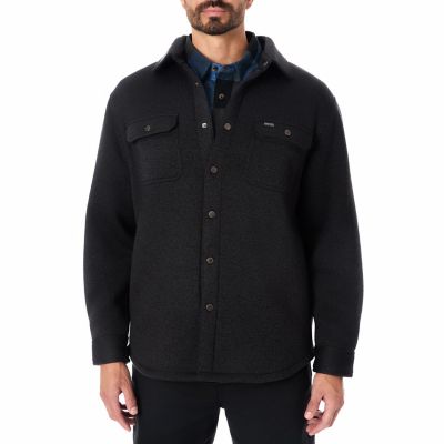 Smith's Workwear Men's Sherpa-Lined Sweater Fleece Snap Closure Shirt-Jacket