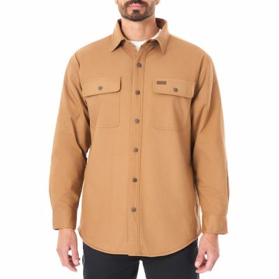 Smith's Workwear Men's Sherpa-Lined Stretch-Canvas Snap Shirt