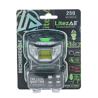 LitezAll Rechargeable Quattro 4 Mode Headlamp