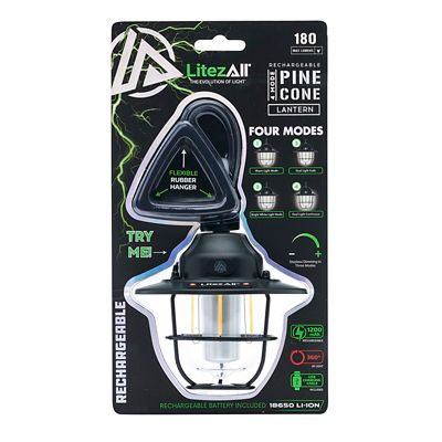 LitezAll 100-Lumen Rechargeable Pine Cone Lantern with 4 Light Modes