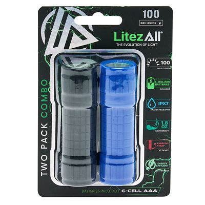 LitezAll Rubber Coated Pocket Flashlight, 2 pk.