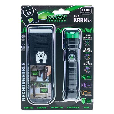 Kodiak 1000 Lumen Rechargeable Tactical Flashlight with Magnetic Charging