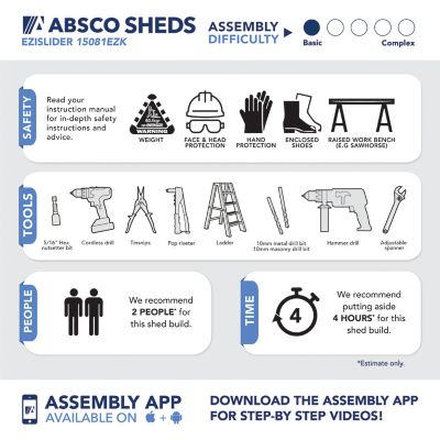 Image showing 9 th ABSCO EZI Slider 5 x 3ft. Metal Storage Shed, Pale Eucalypt